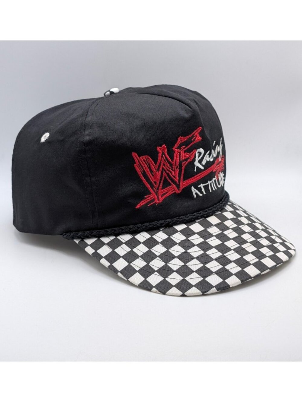 WWF WWE Attitude Era Racing Hat Cap Wrestling 90s Checkered Flag Snapback WCW